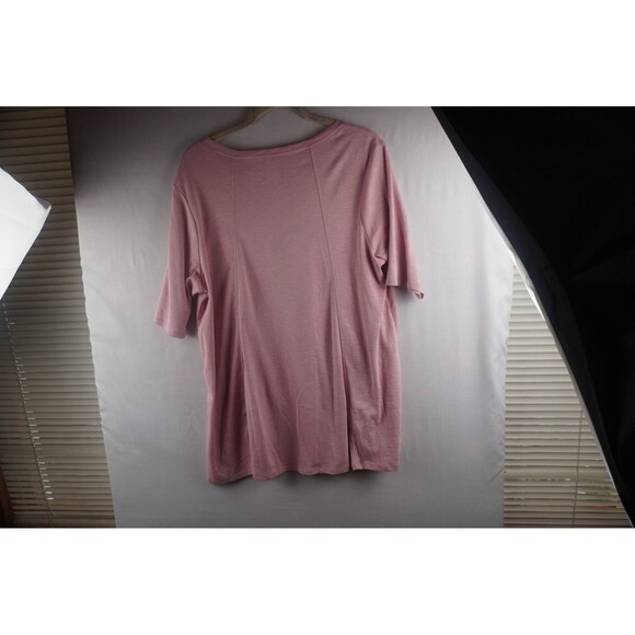 J. Jill Pima Seamed Elbow Sleeve Comfort Tunic T-Shirt Pink 100% Pima Cotton XL - Picture 7 of 7